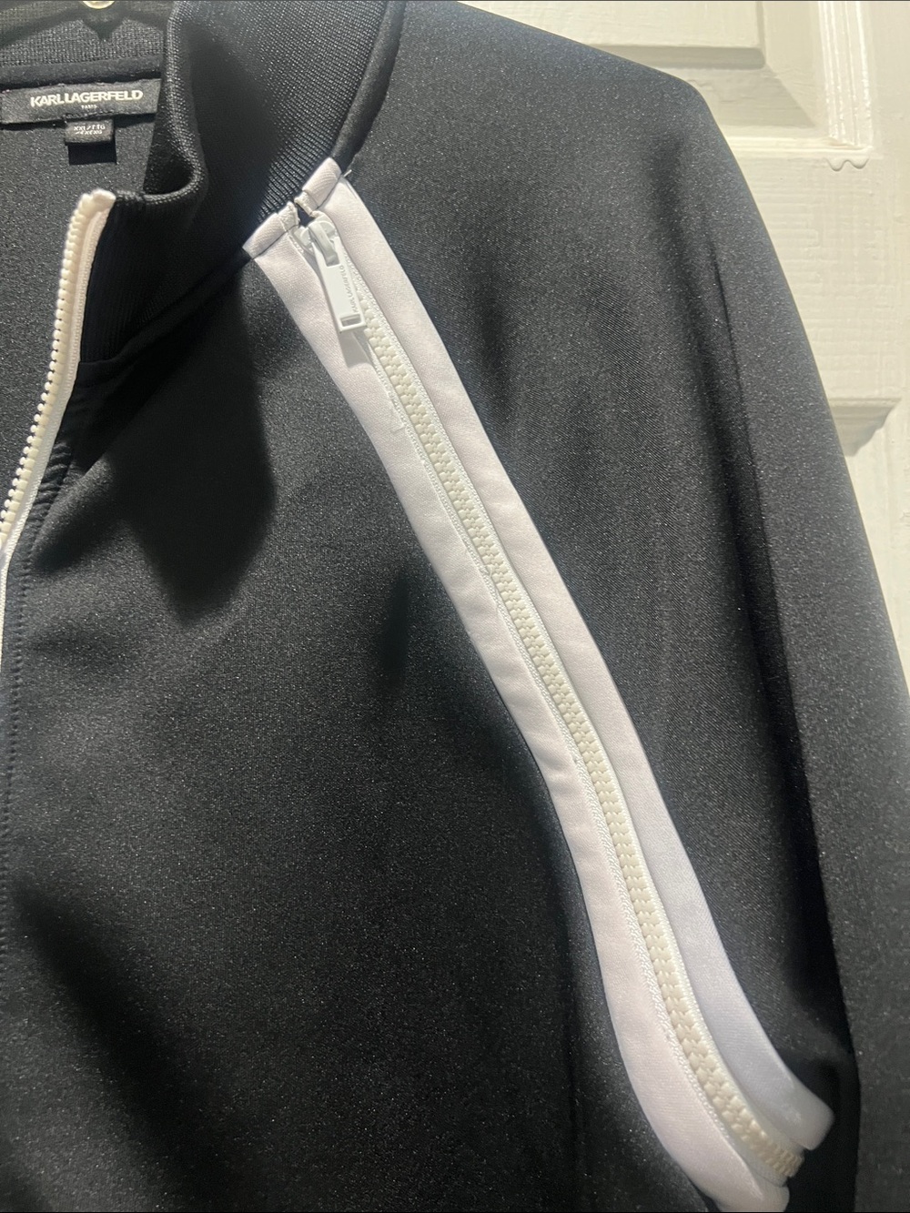 Karl Lagerfeld Black and White Zip-Front Track Jacket - Picture 7 of 10